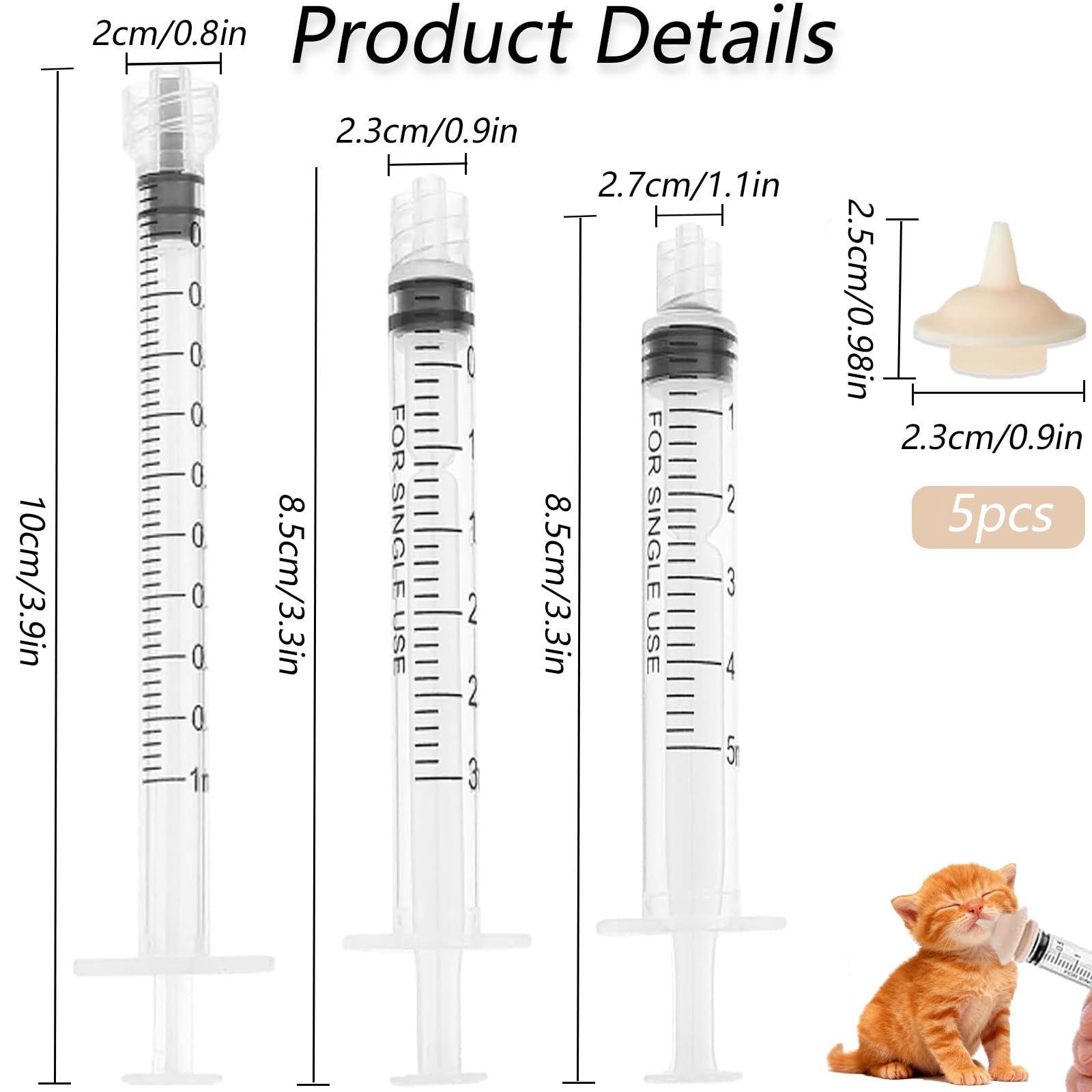 YIBIKEHO 3ml syringe with nipple kit for gradual feeding