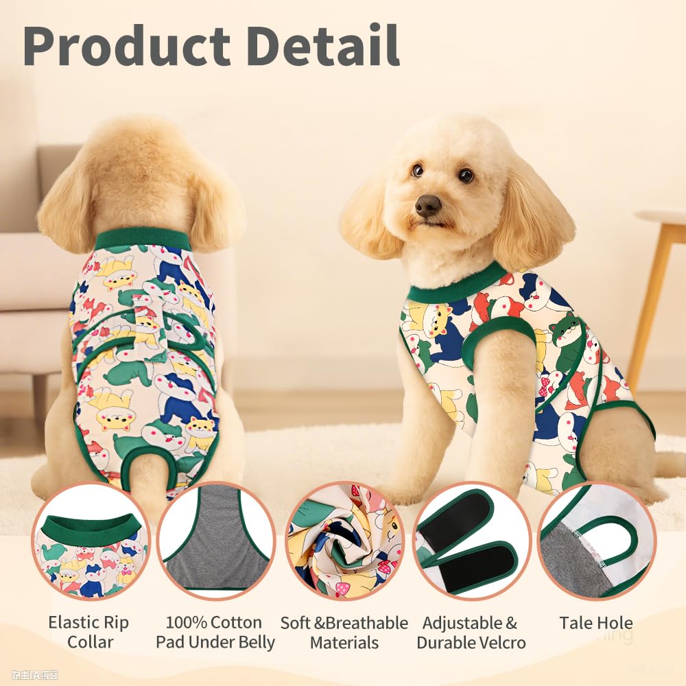 YibooAura recovery suit on a small puppy demonstrating cozy fabric