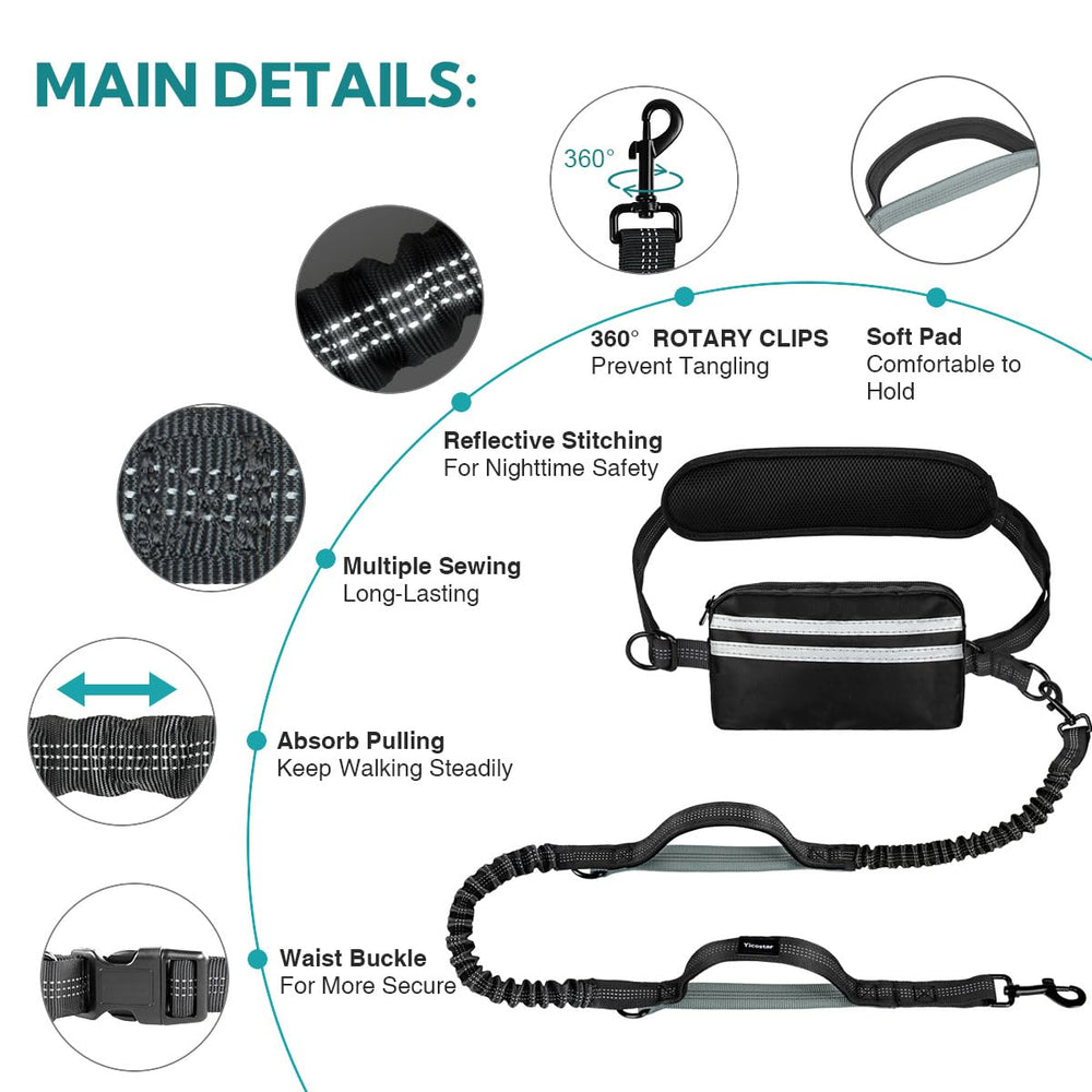 yicostar reflective night-safety leash improves visibility for evening walks.