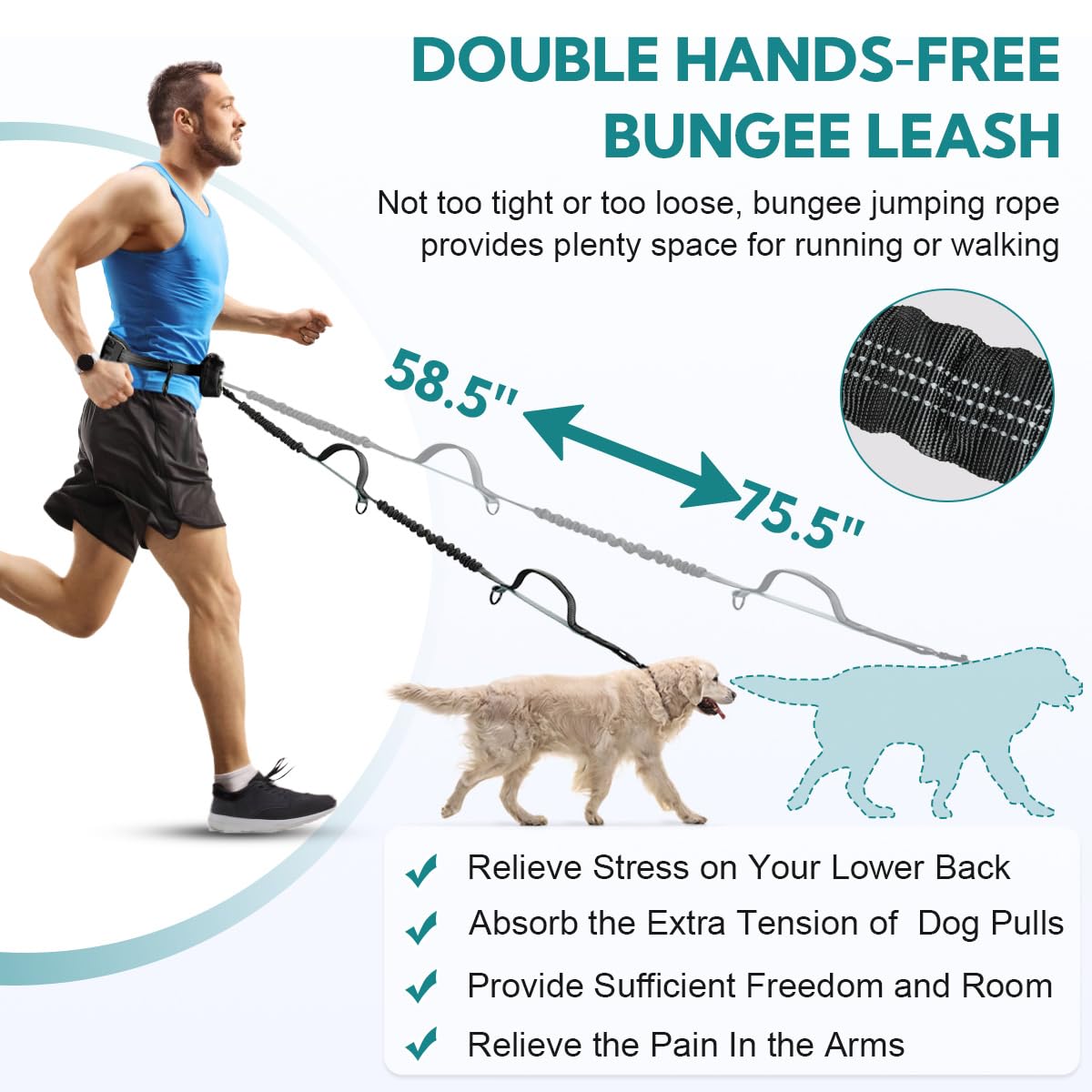 yicostar waist belt with leash for comfortable, hands-free dog walking.