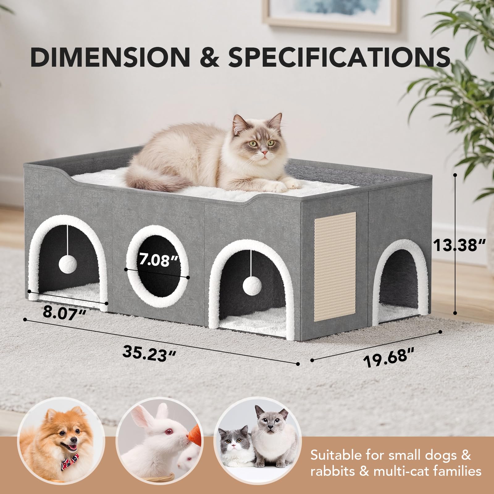 YIDAXIS Three-room cat condo offers private space for multiple pets.