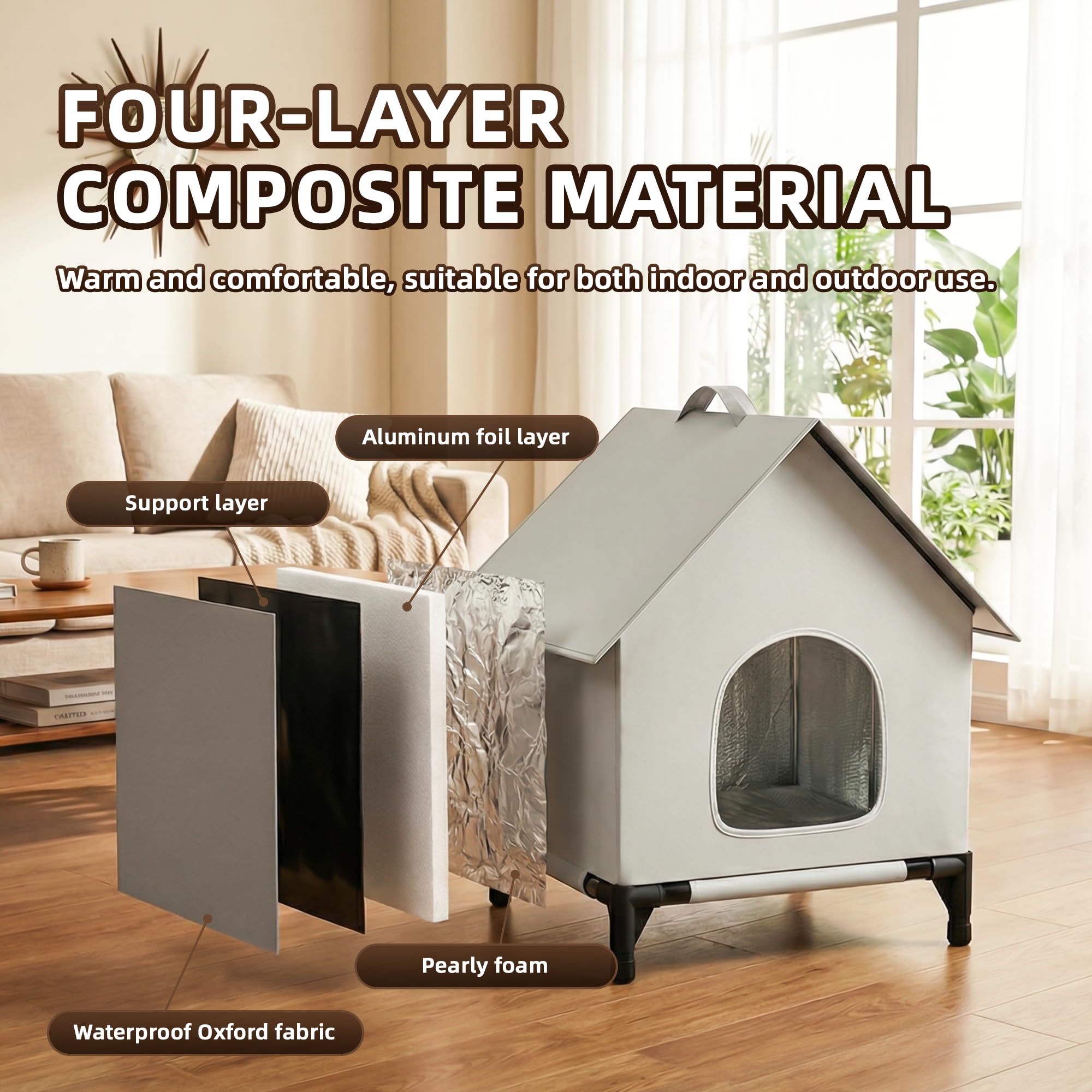 YIDAXIS cat house uses waterproof materials to repel rain.