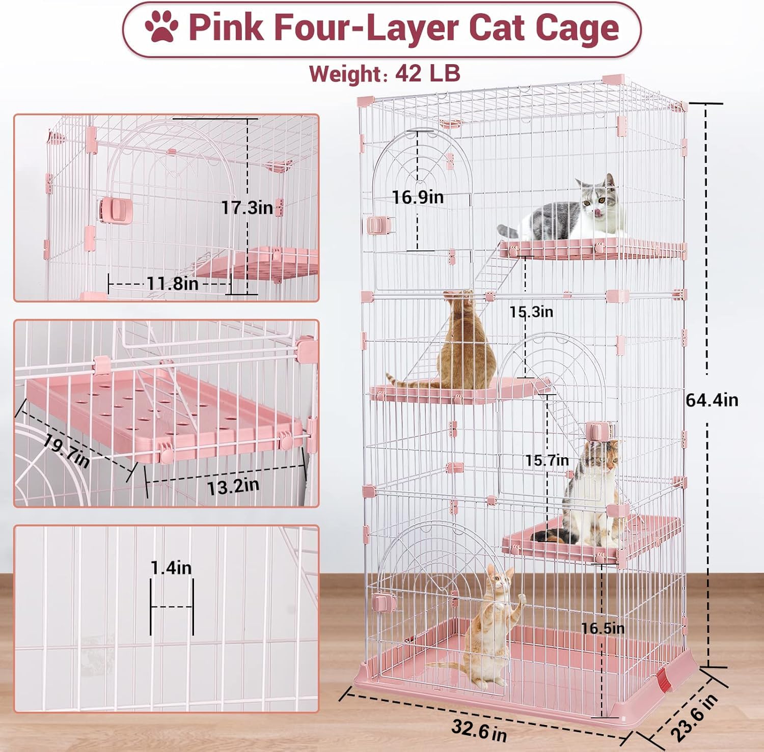 YIFOR interior shelves offer roomy lounging spots for 1-3 cats.