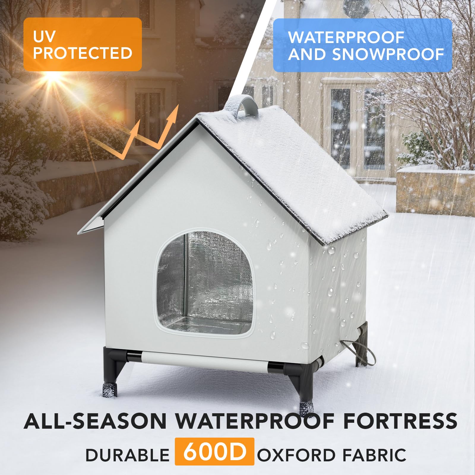 YIJIETON weatherproof shelter with tool-free assembly for easy setup.
