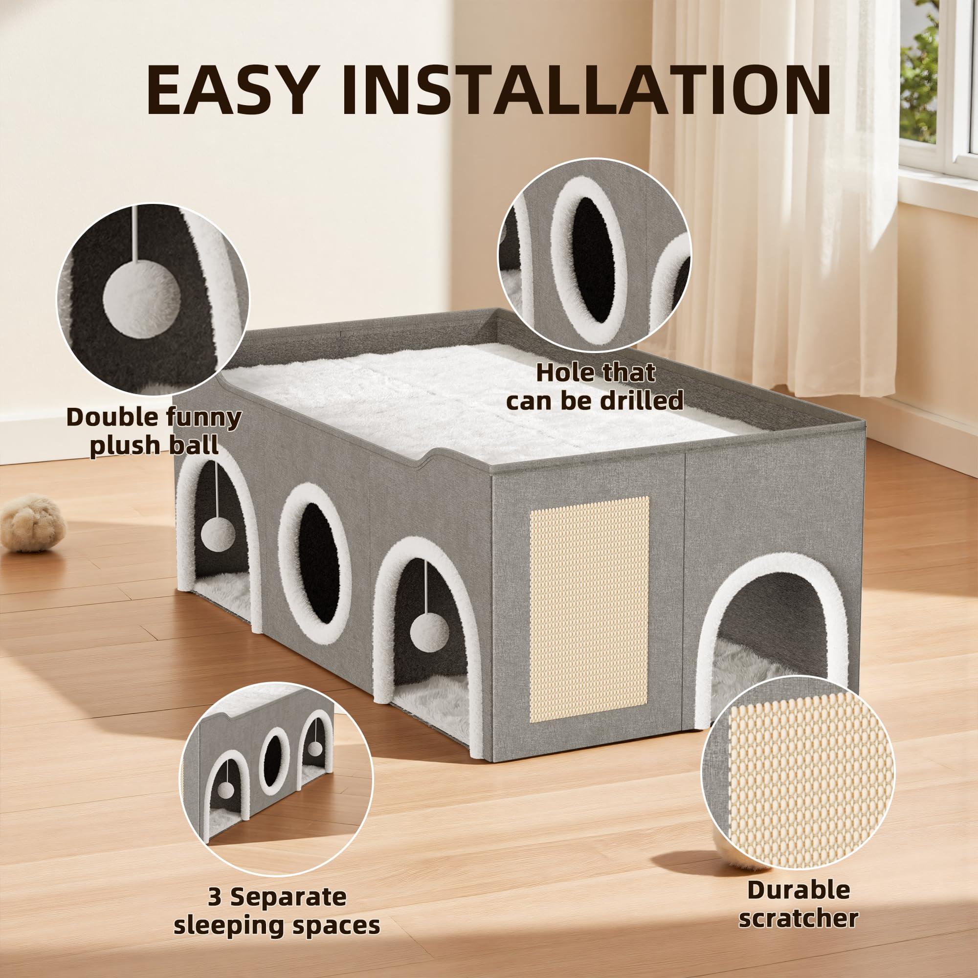 YIJIETON premium fabric and MDF construction ensure a sturdy, long-lasting cat house