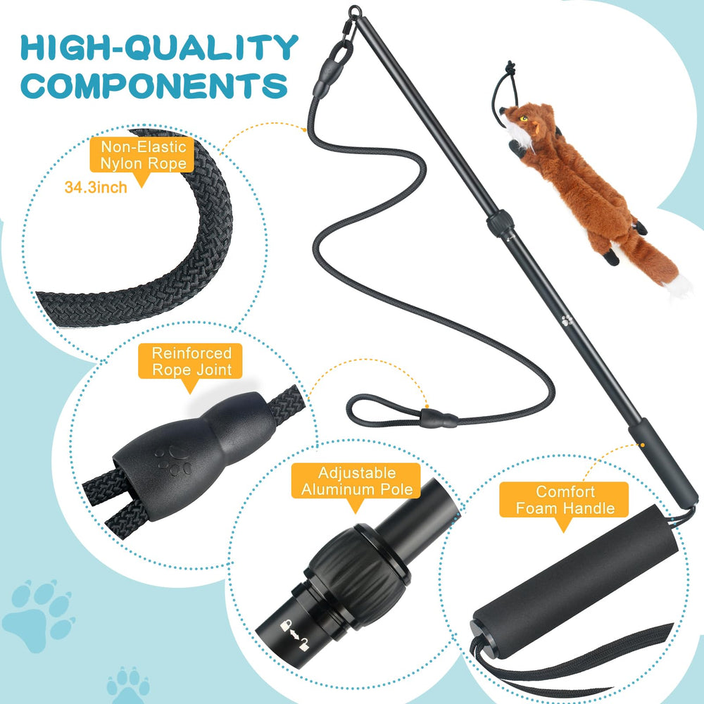 YILAKO Flirt Pole featuring interactive squeaky toy to boost dog engagement.