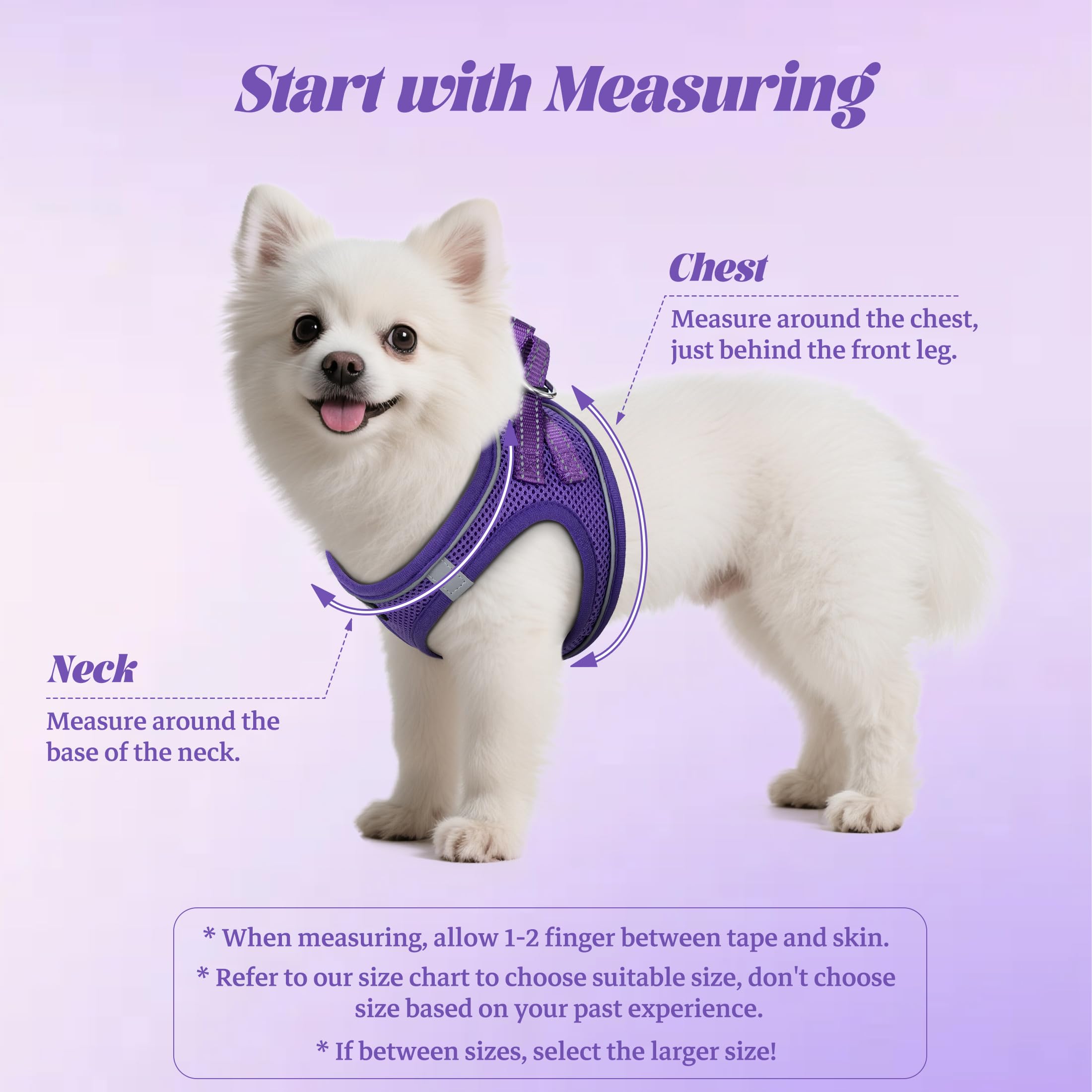 YIMEIS dog harness with 360-degree reflective trim purple for night visibility