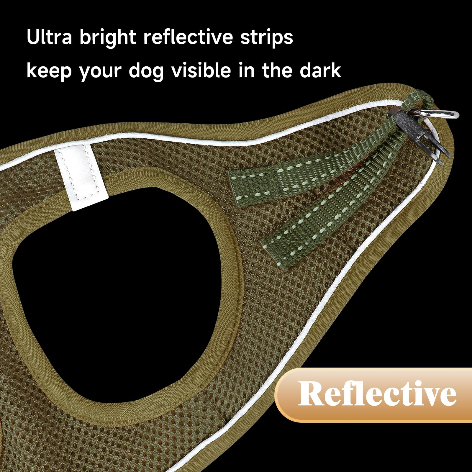YIMEIS no-pull design army green harness distributes pressure for comfortable walking