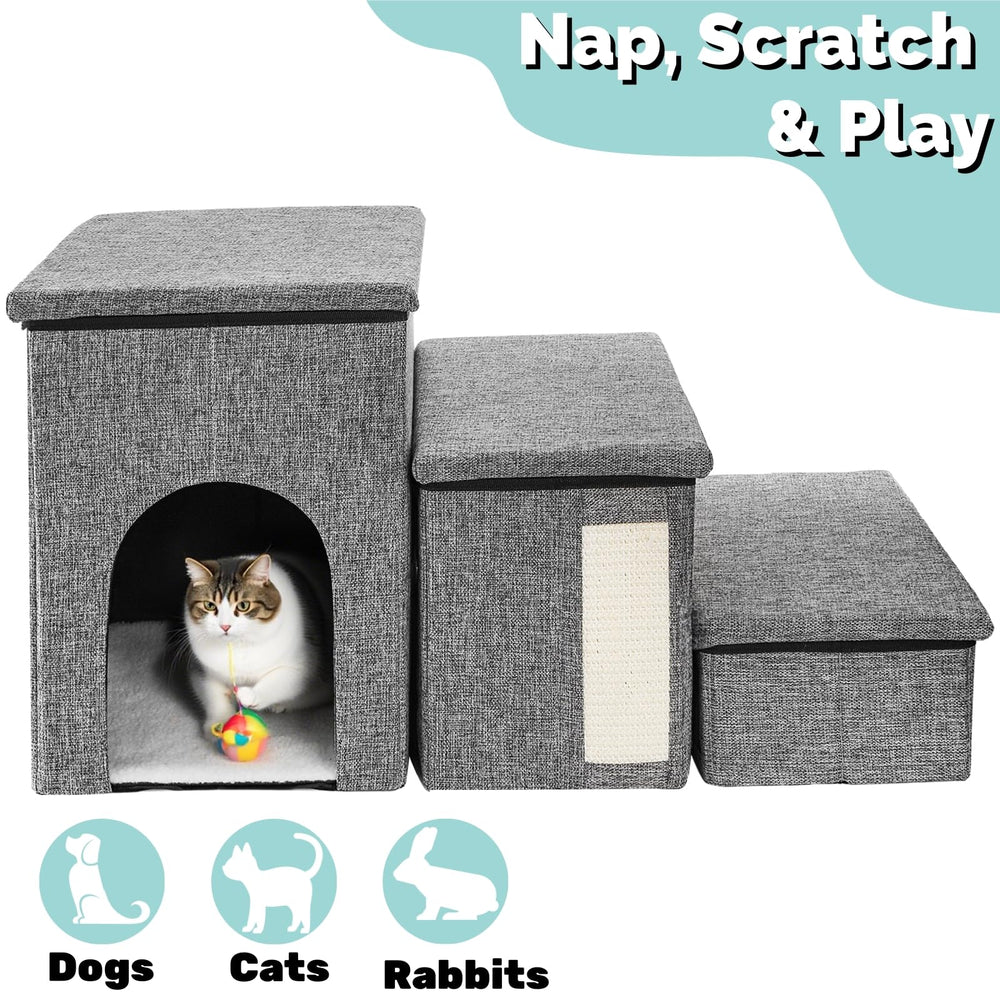 YIMITEE cat condo hole with cushion creates a cozy retreat.