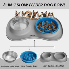 YINEYA stainless steel water bowl highlights anti-spill design for mess-free meals