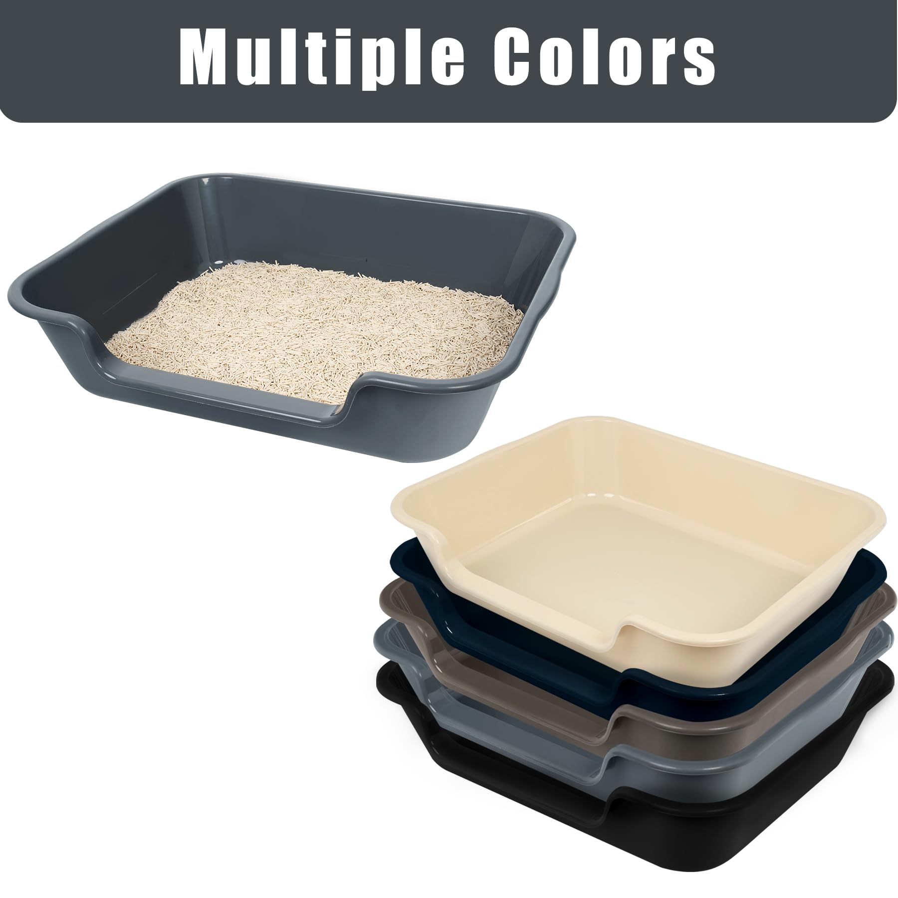 Ying Tutu easy-clean litter tray gray, smooth inside surface for quick maintenance.