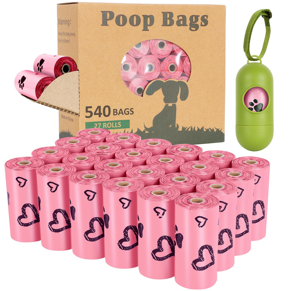 Yingdelai pink poop bag rolls with dispenser for convenient cleanup on walks