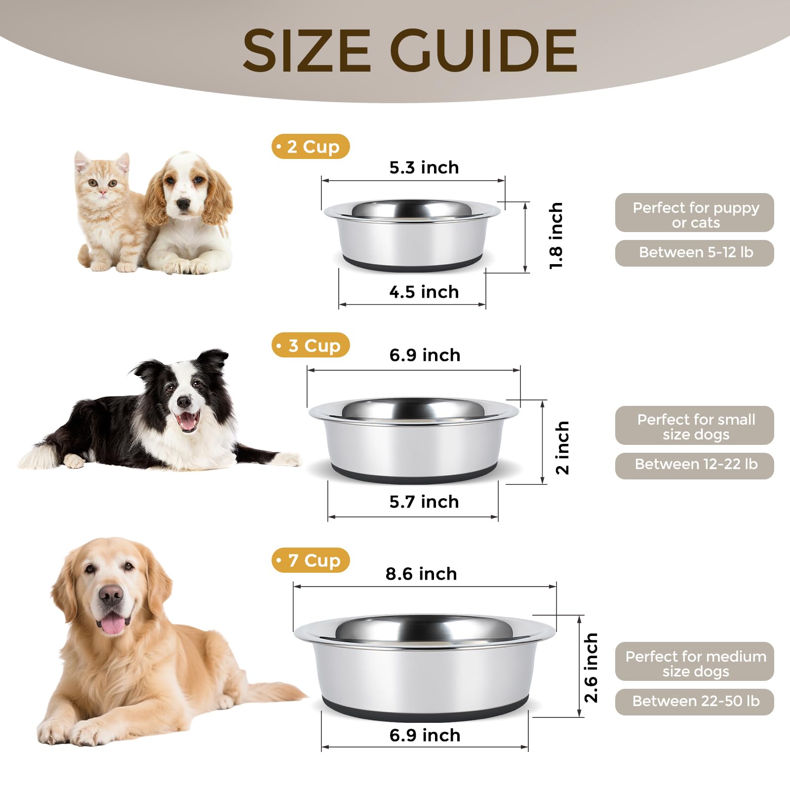 YINGFAN dishwasher-safe stainless steel dog bowl for easy cleanup.