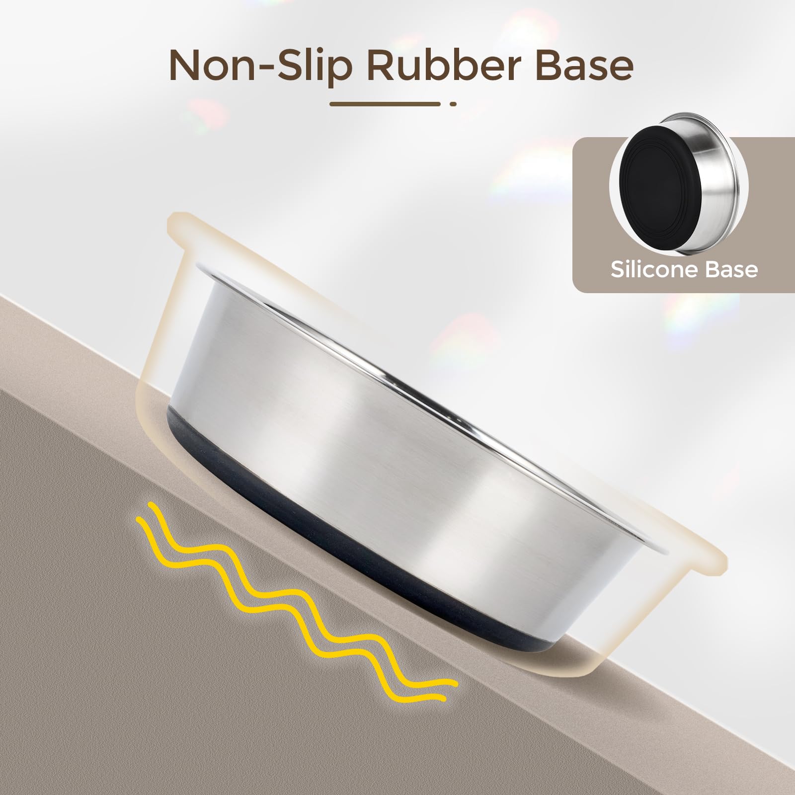 YINGFAN dog bowls with rubber base, non-slip for quiet meals.