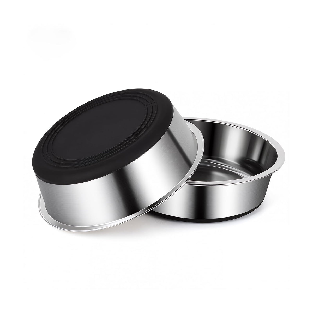YINGFAN stainless steel dog bowls, front view, durable 2-pack for daily meals.