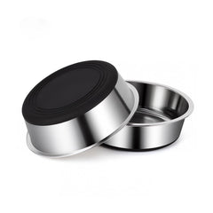 YINGFAN stainless steel dog bowls, front view, durable 2-pack for daily meals.