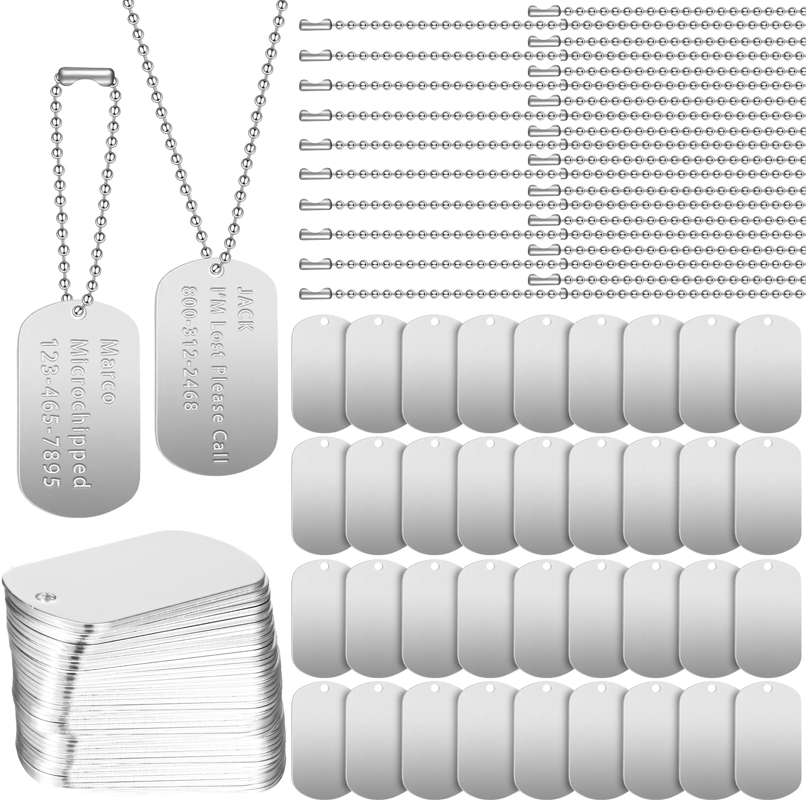 Yinkin blank aluminum dog tags ready for personalized engraving.