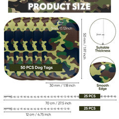 Yinkin camouflage dog tag set with beaded chains, ideal for themed events.