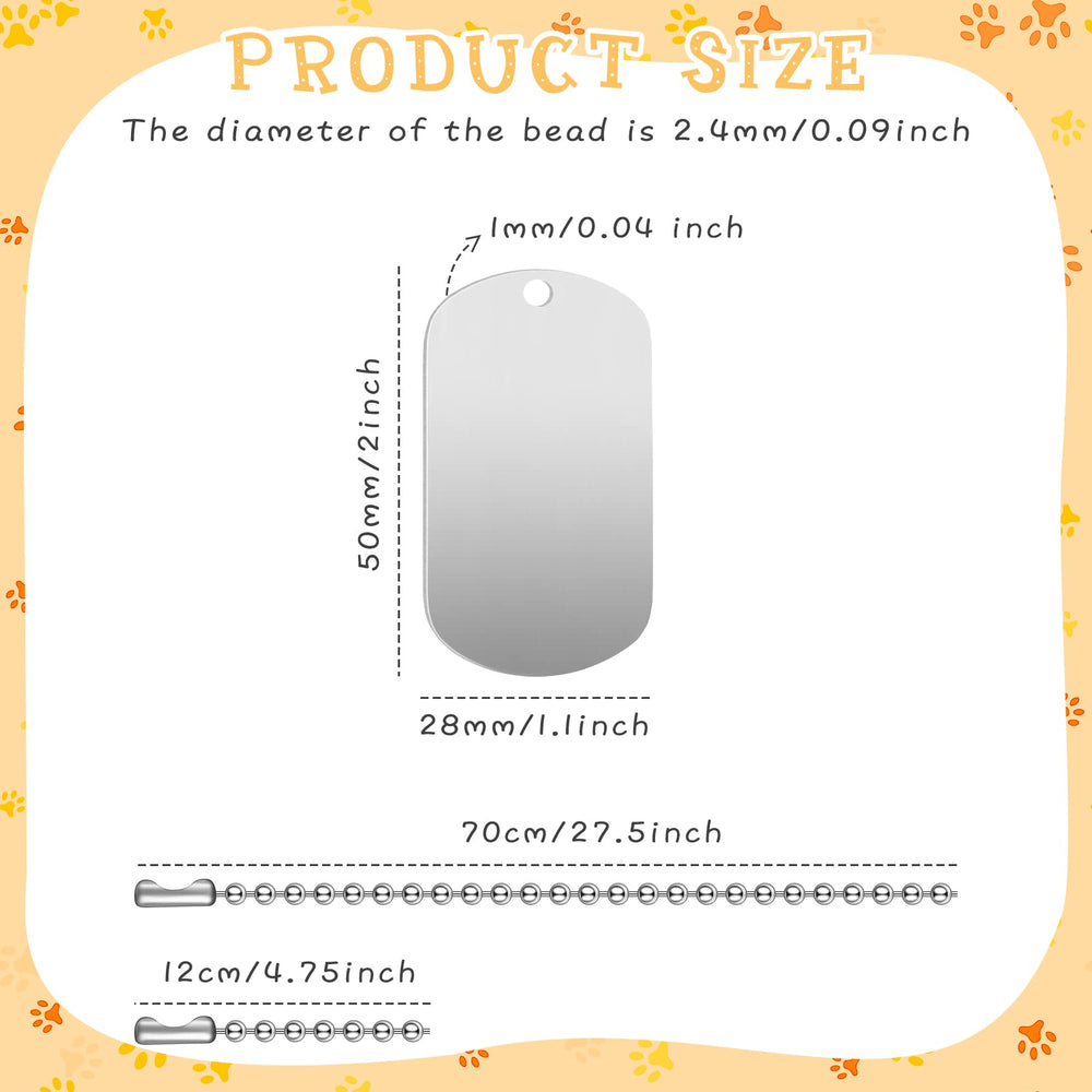 Yinkin 12 cm stainless-steel dog tag chains for secure daily wear.