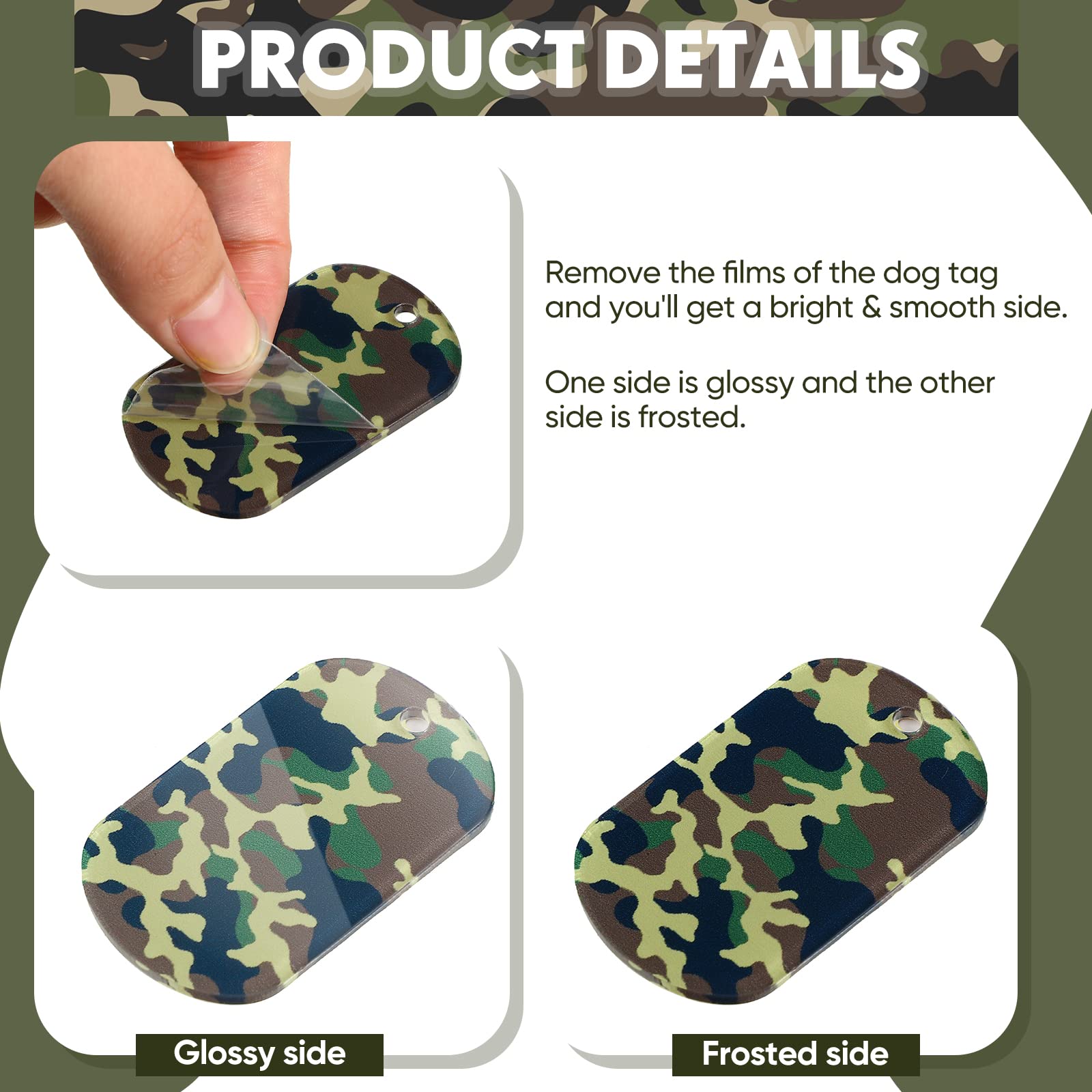 Yinkin dog tags sized 5x3 cm for comfortable wear.