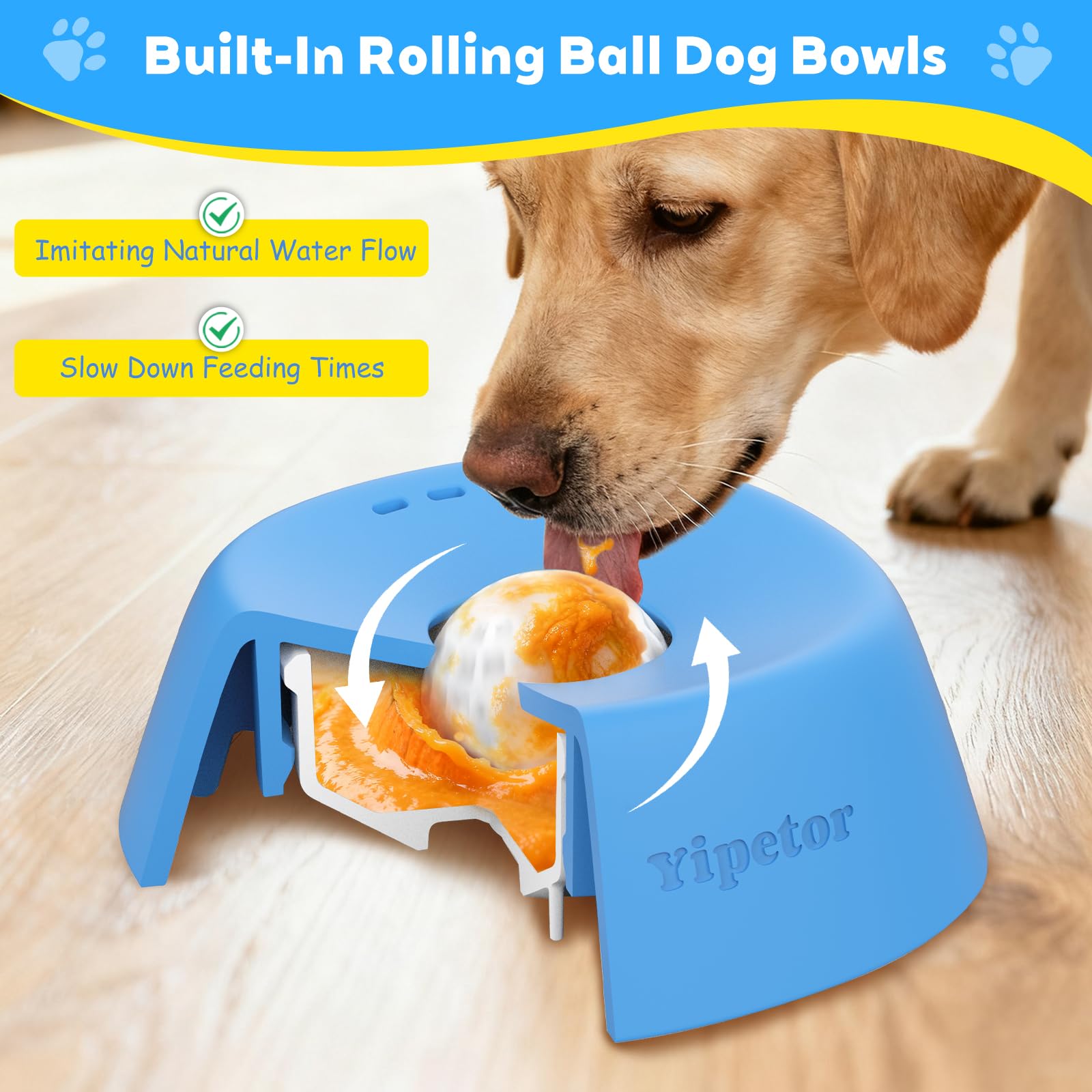 Yipetor bone-broth dog lick bowl keeps liquids clean and engaging for dogs.