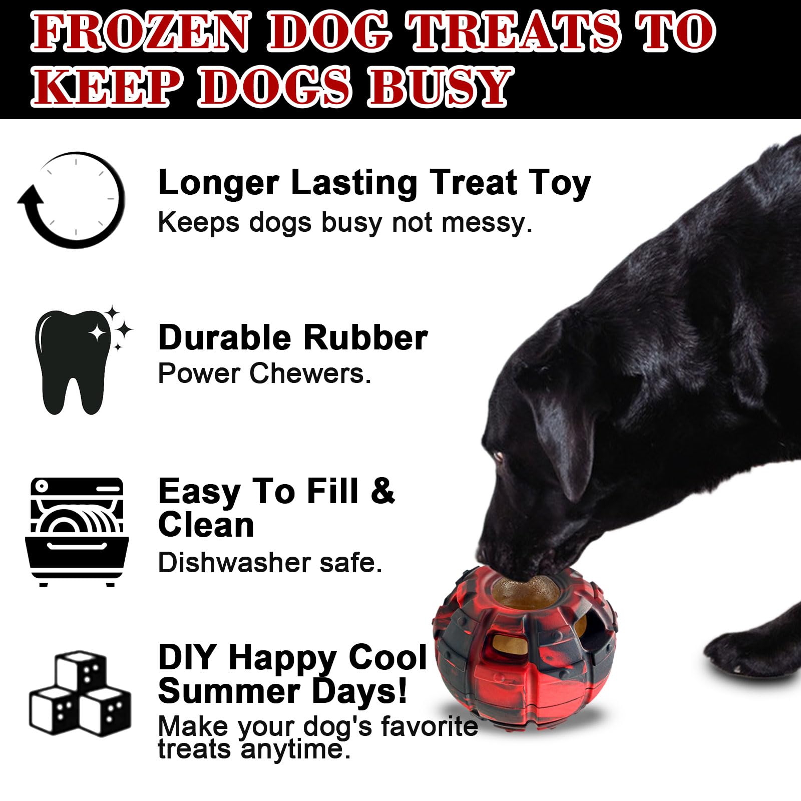 Yipetor dog toy filled with frozen treats cooling a playful pup.