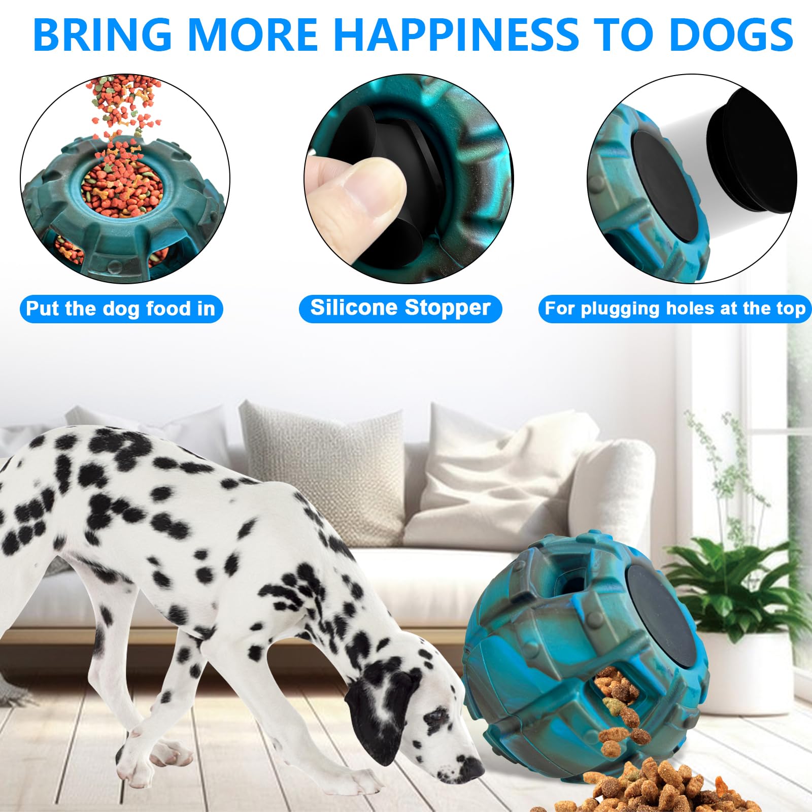 Yipetor frozen treat dispensing dog toy interactive ball for mental engagement.