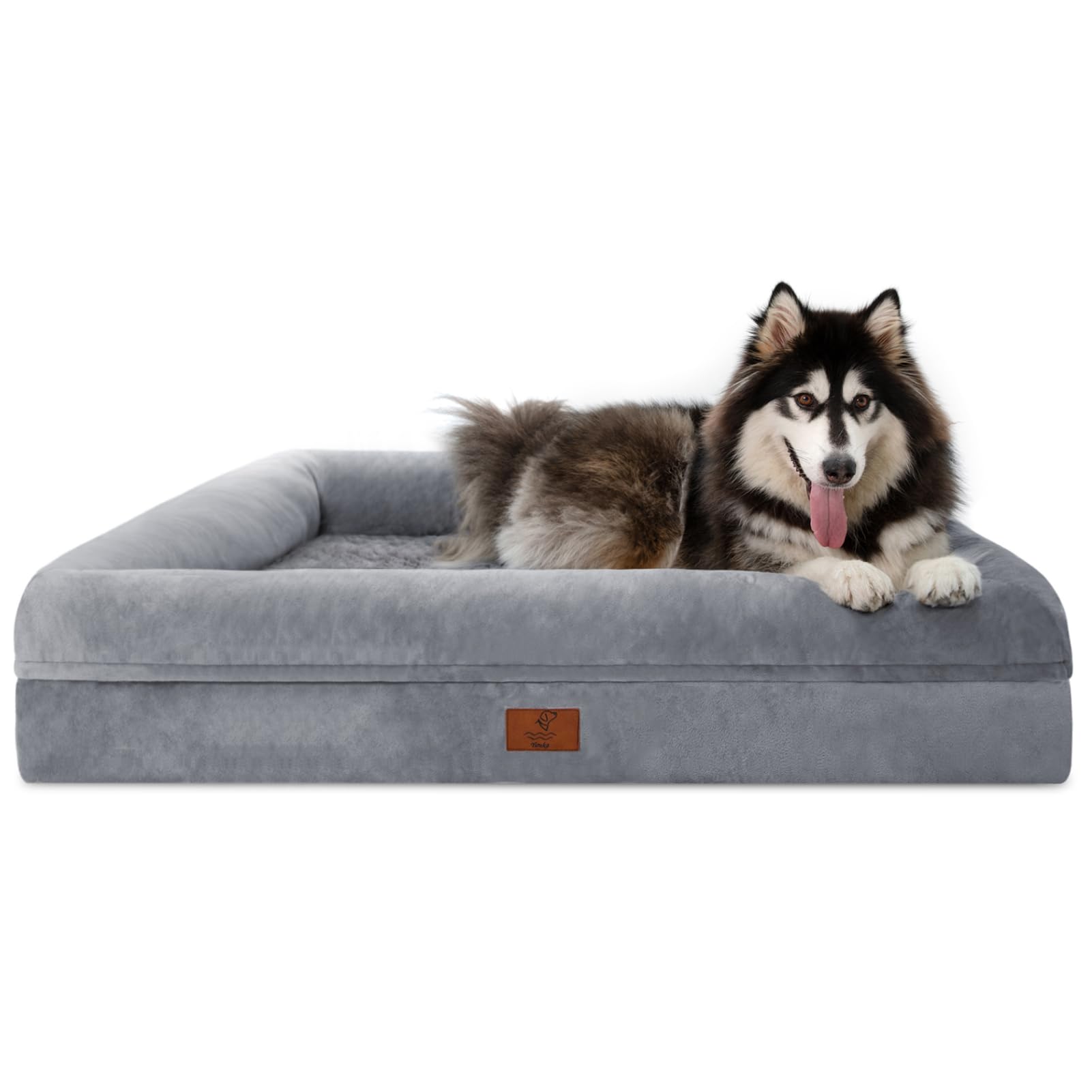 Yiruka XL orthopedic dog bed top view with waterproof cover, ideal for large dogs and easy cleaning