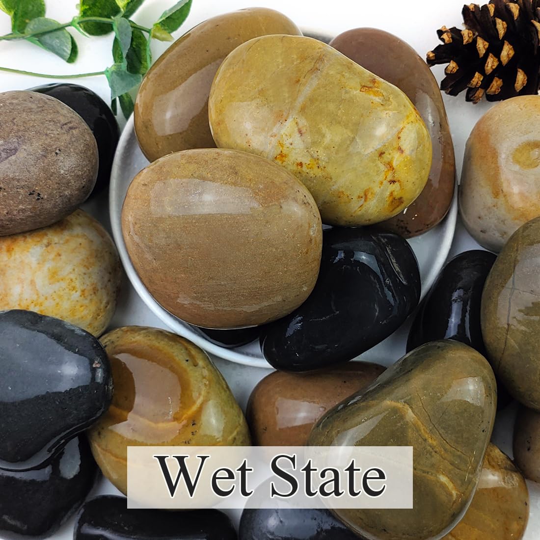 YISZM river rocks dry vs wet color richness for water features