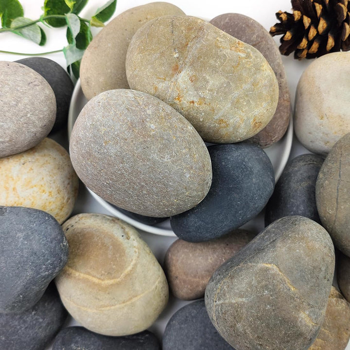 YISZM river rocks 3-4 inch: smooth natural stones for garden design