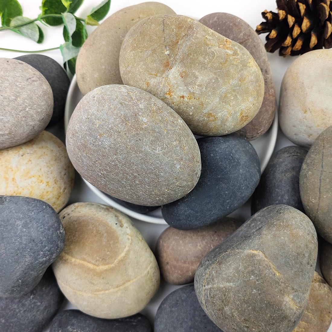 YISZM river rocks 3-4 inch: smooth natural stones for garden design