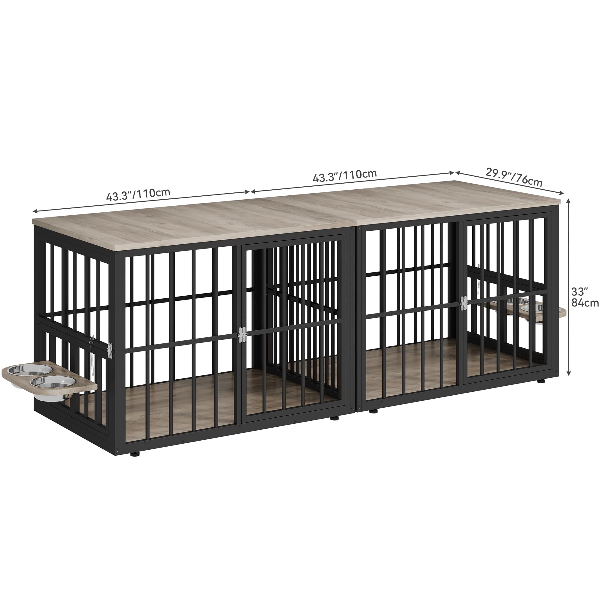 YITAHOME 3-sided-door crate enabling easy entry and two-dog separation.