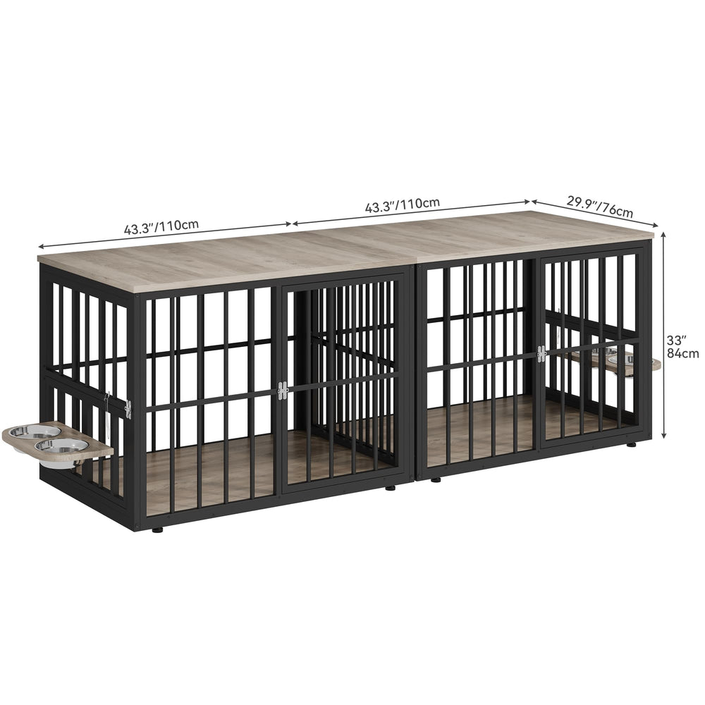 YITAHOME 3-sided-door crate enabling easy entry and two-dog separation.