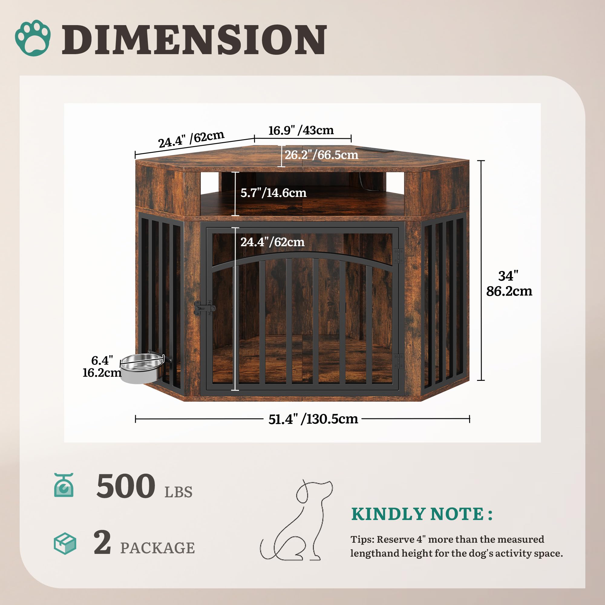 YITAHOME corner crate design maximizes wall space and airflow for comfort