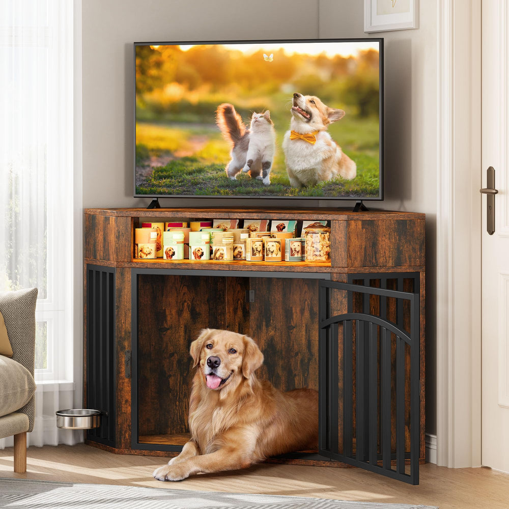 YITAHOME dog crate furniture top showcases decor while keeping surfaces clean