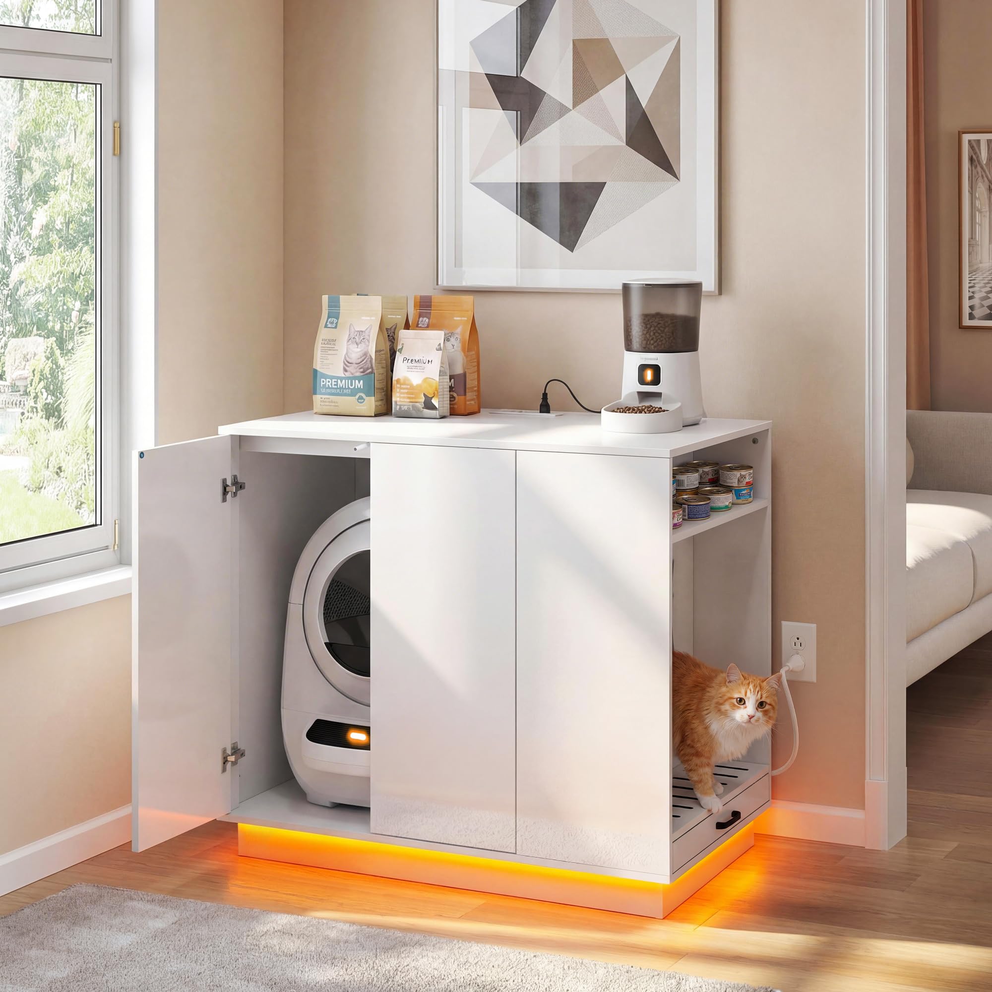 YITAHOME electric litter box enclosure with spacious interior