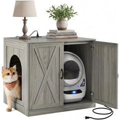 YITAHOME large hidden litter box enclosure with wooden exterior, space-saving storage.