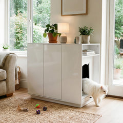 YITAHOME cat cabinet with side shelf for tidy storage