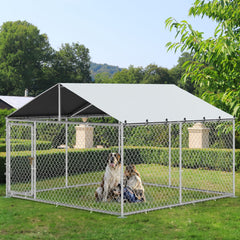 YITAHOME 10x10 outdoor dog enclosure with roof offering shelter from sun and rain