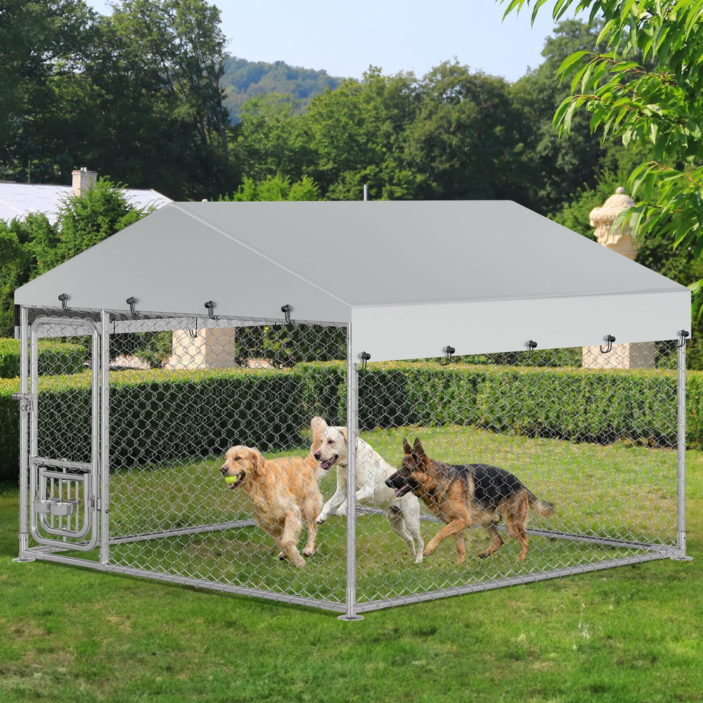 YITAHOME outdoor kennel with roof, durable shelter for large dogs.