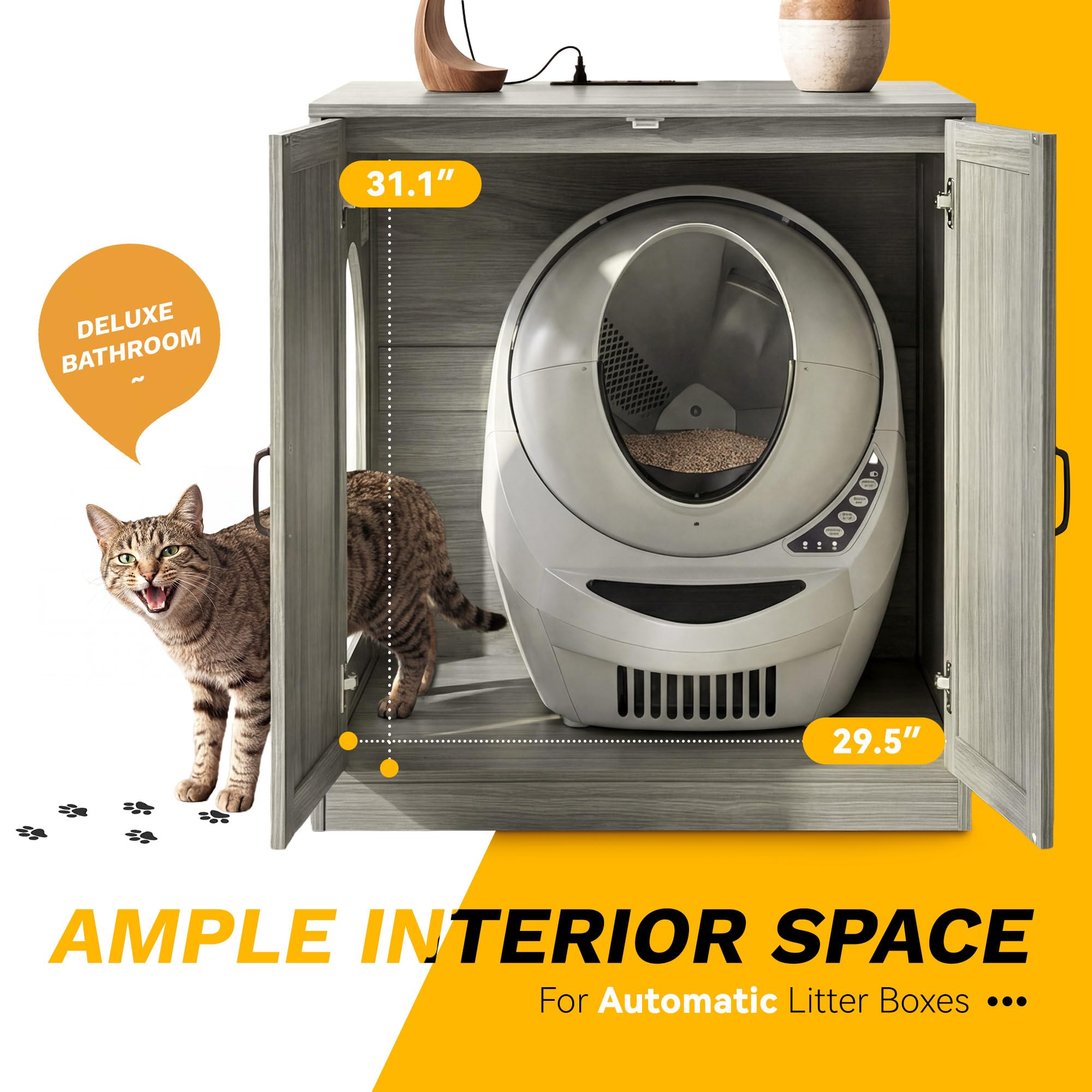 YITAHOME interior suited for self-cleaning litter boxes and large sizes.