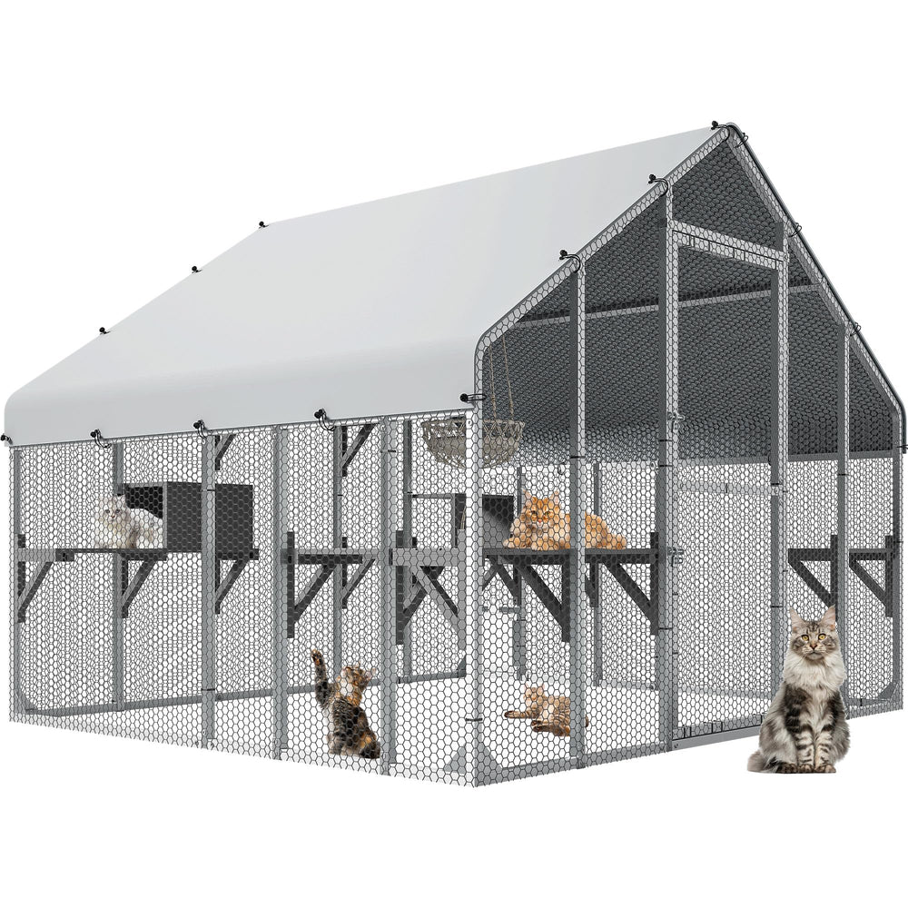 YITAHOME 94-inch outdoor cat enclosure offering a spacious play area for multiple cats.