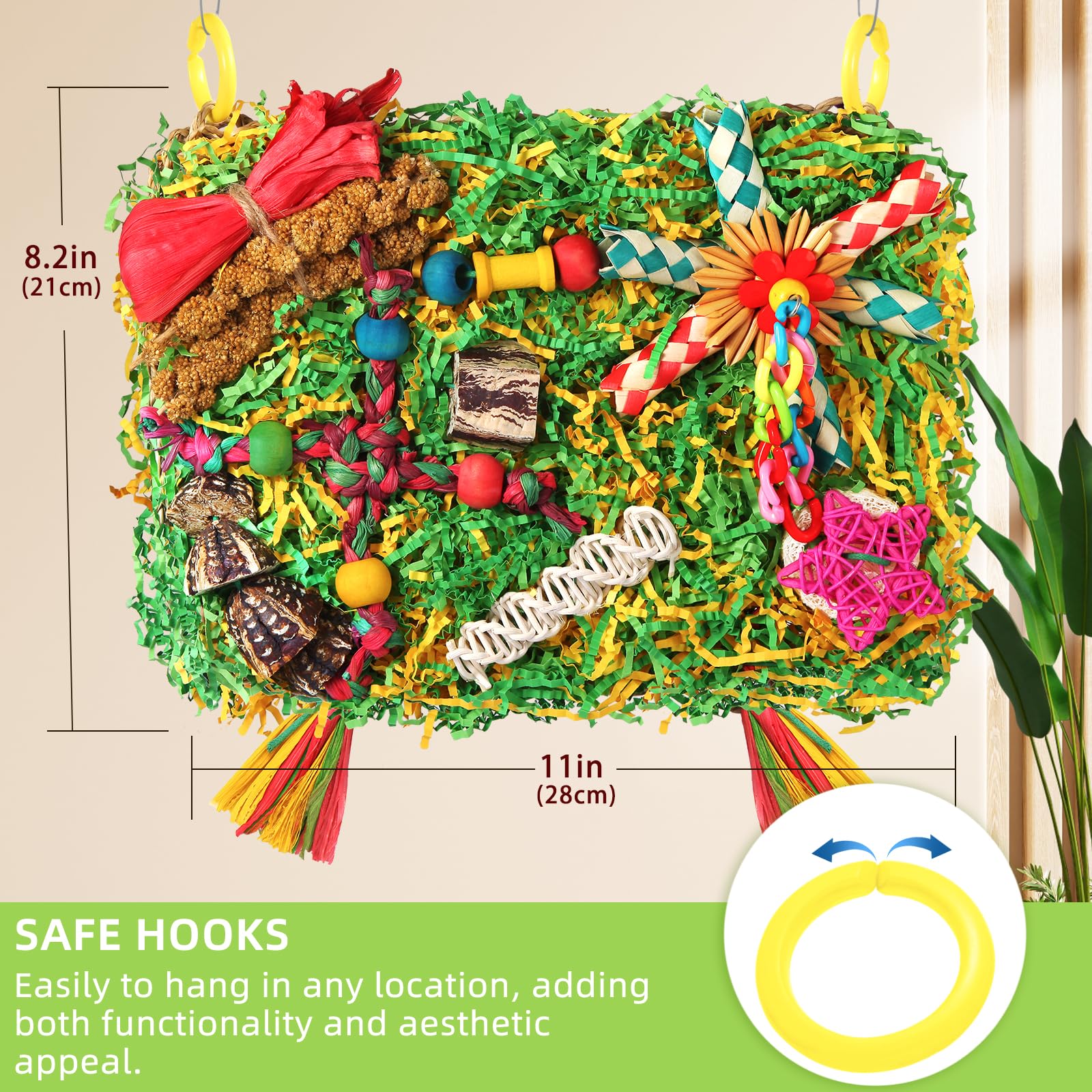 YIXUND parrot toy zone with shredded paper and corn husk for stimulation