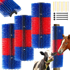 Yiyiring 3-pack horse scratching post in blue and red for convenient grooming sessions