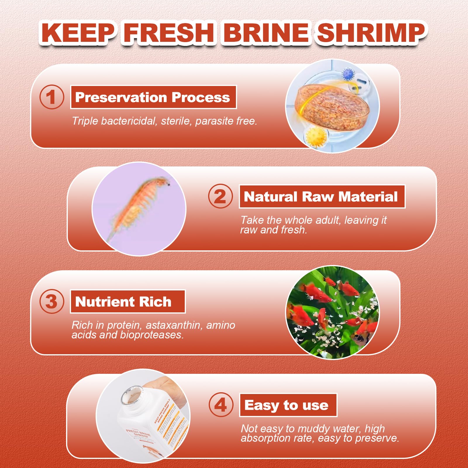 Yizeril brine shrimp color enhancement boosts fish hues.