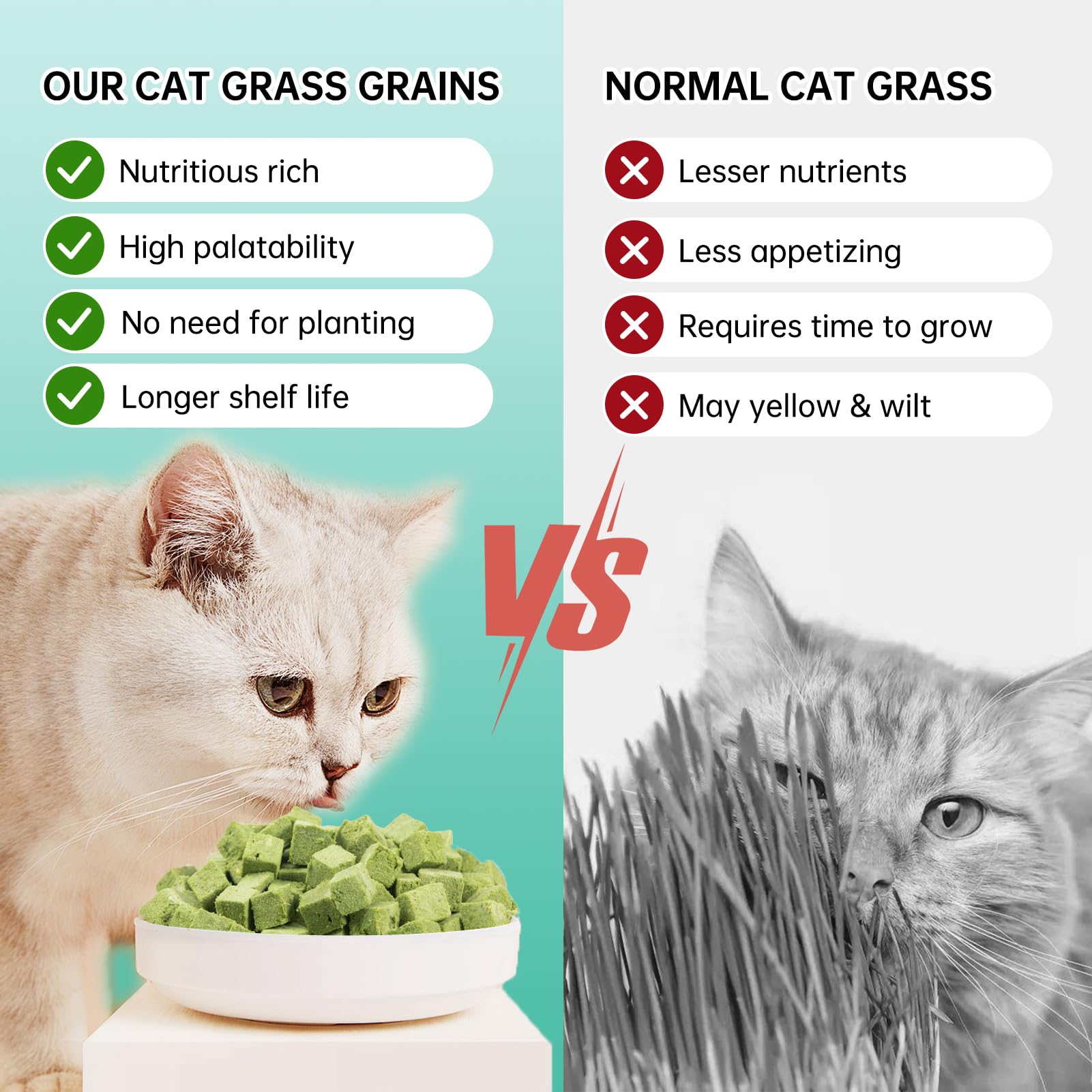 Yizeril digestible cat grass snacks designed for gentle digestion.