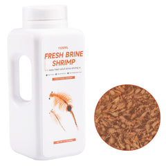 Yizeril Instant Brine Shrimp bottle close-up highlighting premium protein for aquarium fish.