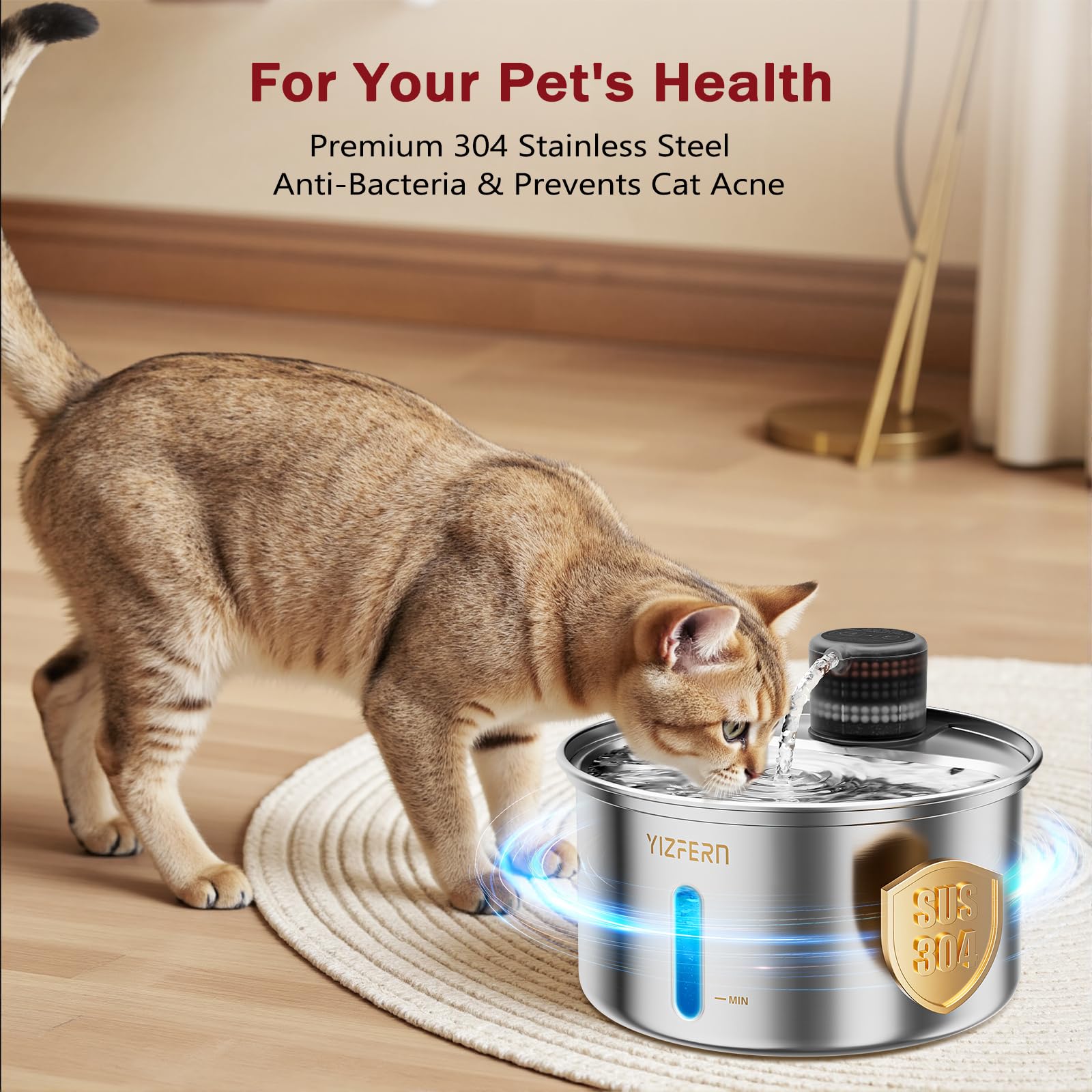 YIZFERN 3.2L capacity detail shows large water supply for multiple pets