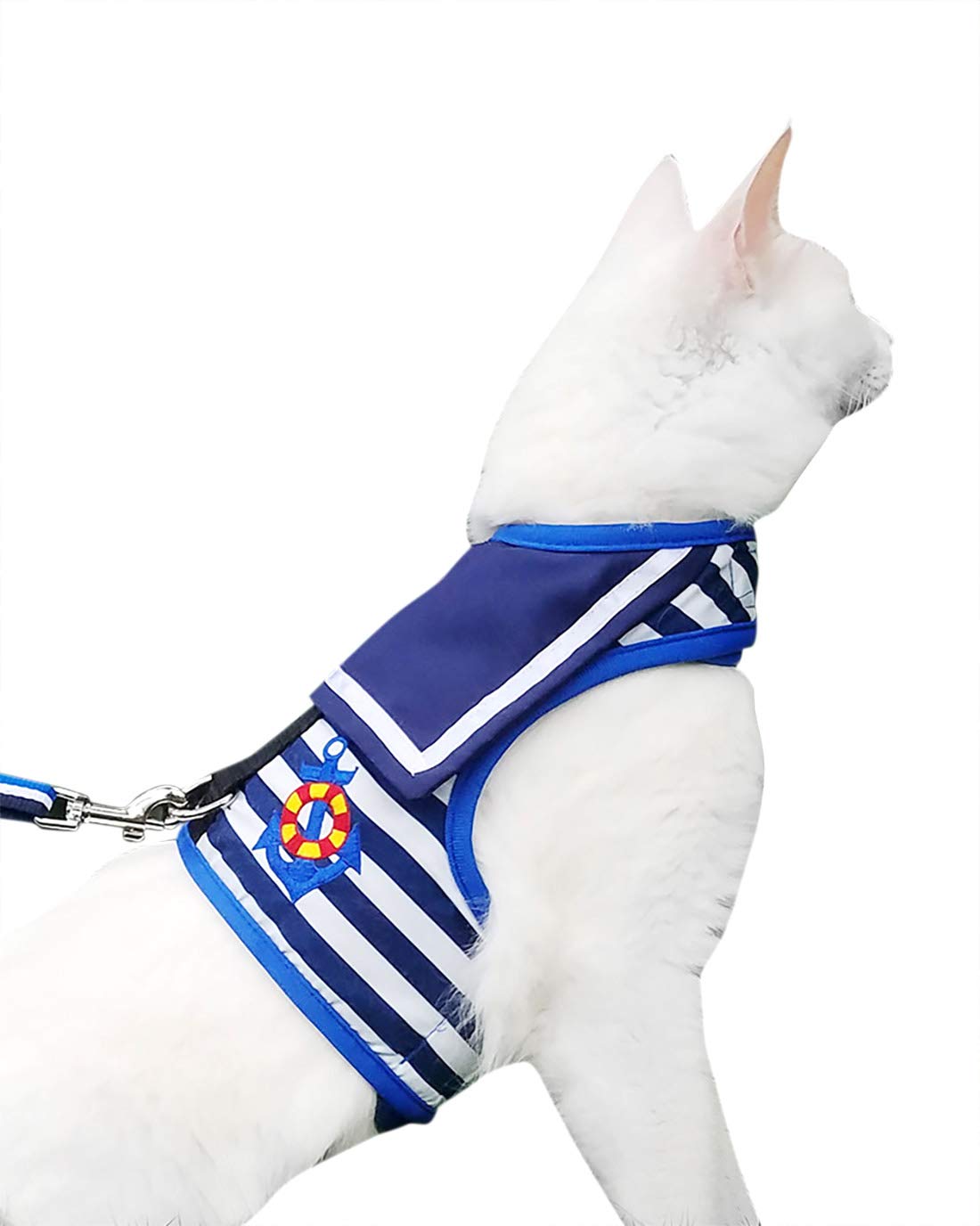 Yizhi Miaow cat harness in sailor navy for escape-proof outdoor walks.