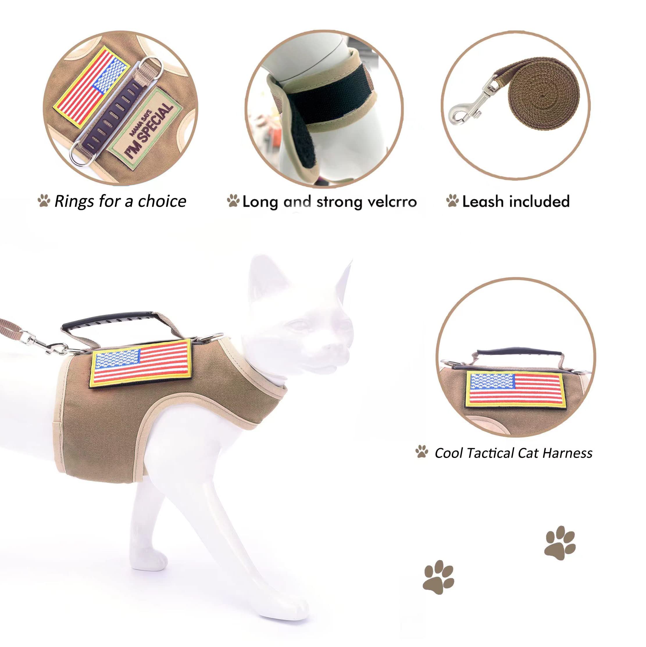 YIZHI MIAOW khaki cat vest highlights soft padding and skin-safe materials.